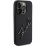 Karl Lagerfeld Silikonski ovitek Karl Script Logo za iPhone 15 Pro - črn