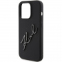 Karl Lagerfeld Silikonski ovitek Karl Script Logo za iPhone 15 Pro - črn