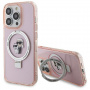 Karl Lagerfeld Ringstand Karl and Choupette Flip Stand Cover in MagSafe za iPhone 15 Pro - roza