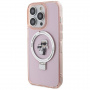 Karl Lagerfeld Ringstand Karl and Choupette Flip Stand Cover in MagSafe za iPhone 15 Pro - roza