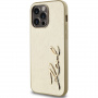 Karl Lagerfeld Metalik ovitek Wrinkled Signature Logo za iPhone 14 Pro Max - zlat