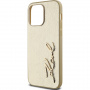 Karl Lagerfeld Metalik ovitek Wrinkled Signature Logo za iPhone 14 Pro Max - zlat