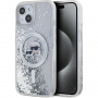 Karl Lagerfeld Liquid Glitter Karl and Choupette Heads Cover z MagSafe za iPhone 15 - srebrn
