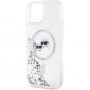 Karl Lagerfeld Liquid Glitter Karl and Choupette Heads Cover z MagSafe za iPhone 15 - srebrn