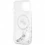 Karl Lagerfeld Liquid Glitter Karl and Choupette Heads Cover z MagSafe za iPhone 15 - srebrn