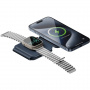 ENERGEA GoMag Trio Plus 3v1 MagSafe brezžični polnilec za iPhone / Apple Ura / AirPods - modra