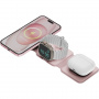 ENERGEA GoMag Trio Plus 3v1 MagSafe brezžični polnilec za iPhone / Apple Ura / AirPods - roza