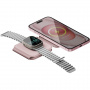 ENERGEA GoMag Trio Plus 3v1 MagSafe brezžični polnilec za iPhone / Apple Ura / AirPods - roza