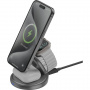 ENERGEA 3v1 GoMag Gyre MagSafe brezžični polnilec za iPhone / Apple Ura / AirPods - siva