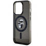 Karl Lagerfeld IML Glitter Karl and Choupette Glitter Cover z MagSafe za iPhone 15 Pro Max - črn