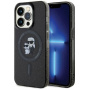 Karl Lagerfeld IML Glitter Karl and Choupette Glitter Cover z MagSafe za iPhone 15 Pro Max - črn