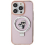 Karl Lagerfeld Ringstand Karl and Choupette Flip Stand Cover in MagSafe za iPhone 15 Pro - roza