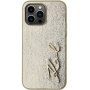 Karl Lagerfeld Metalik ovitek Wrinkled Signature Logo za iPhone 14 Pro Max - zlat