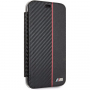 Kovček za knjige BMW Carbon Red Stripe za iPhone XR - črna