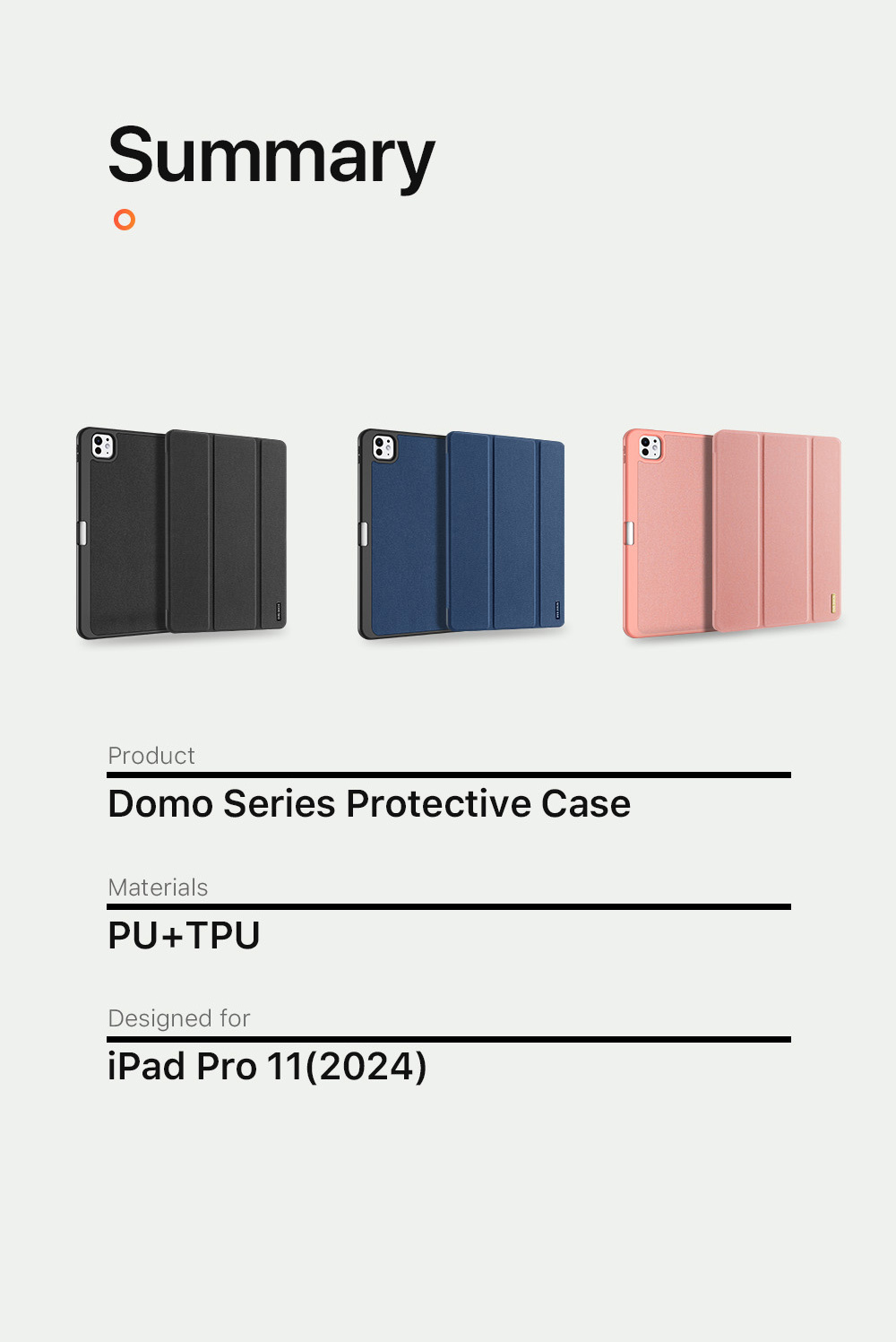 Etui DUX DUCIS Domo s prostorom za Apple Pencil in funkcijo spanja za iPad Pro 11