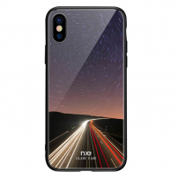 NXE pokrov s steklenim hrbtom za iPhone XS Max - nočna cesta