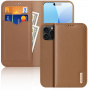DUX DUCIS Hivo usnjena preklopna torbica za iPhone 16 Pro - rjava