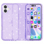 Prozoren ovitek z bleščicami za iPhone 16 Plus - vijoličen