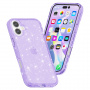 Prozoren ovitek z bleščicami za iPhone 16 Plus - vijoličen