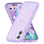 Prozoren ovitek z bleščicami za iPhone 16 Plus - vijoličen