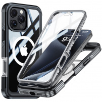 Ovitek odporen proti udarcem s kaljenim steklom in MagSafe za iPhone 16 Pro - črn