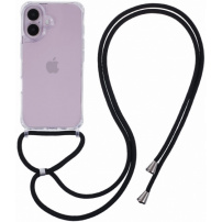 Prozoren ovitek z vrvico za iPhone 16 - črn
