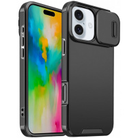 Mat ovitek z drsnim ovitkom za kamero za iPhone 16 Plus - črn