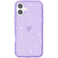 Prozoren ovitek z bleščicami za iPhone 16 Plus - vijoličen