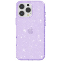 Prozoren ovitek z bleščicami za iPhone 16 Pro - vijoličen