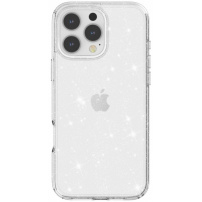 Prozoren ovitek z bleščicami za iPhone 16 Pro Max - srebrn