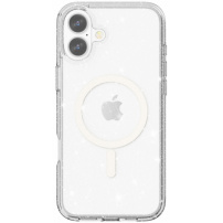 Prozoren ovitek z bleščicami in MagSafe za iPhone 16 Plus - srebrn