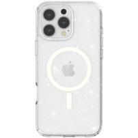 Transparent Glitter Cover MagSafe za iPhone 16 Pro Max - srebrn