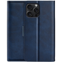 Preklopna torbica iz PU usnja za iPhone 16 Pro - temno modra