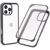 Etui z okvirjem in kaljenim steklom za iPhone 16 Pro Max - črn