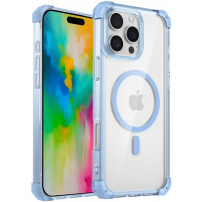 Prozoren ovitek z barvnim okvirjem in MagSafe za iPhone 16 Pro Max - moder