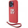 DKNY Ovitek Stack Logo s paščkom za iPhone 15 Pro - rdeč