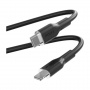 PURO Mehki polnilni in podatkovni kabel USB-C / Lightning za iPhone / iPad / iPod / AirPods - 1,5 m - črn