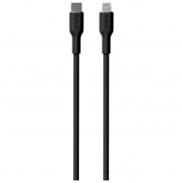 PURO Mehki polnilni in podatkovni kabel USB-C / Lightning za iPhone / iPad / iPod / AirPods - 1,5 m - črn