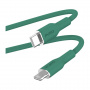 PURO Mehki polnilni in podatkovni kabel USB-C / Lightning za iPhone / iPad / iPod / AirPods - 1,5 m - zelen