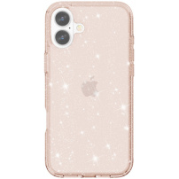 Prozoren ovitek z bleščicami za iPhone 16 Plus - rose gold