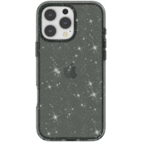 Prozoren ovitek z bleščicami za iPhone 16 Pro - siv