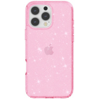 Prozoren ovitek z bleščicami za iPhone 16 Pro Max - roza