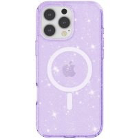Transparent Glitter Cover MagSafe za iPhone 16 Pro Max - vijoličen