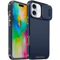 Mat ovitek z drsnim ovitkom za kamero za iPhone 16 - temno moder