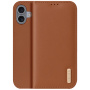 DUX DUCIS Hivo usnjena preklopna torbica za iPhone 16 Plus - rjava