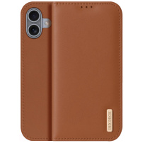 DUX DUCIS Hivo usnjena preklopna torbica za iPhone 16 Plus - rjava