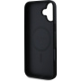 Guess Grained Classic Ovitek z logotipom MagSafe za iPhone 16 Plus - črn