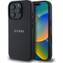 Guess Grained Classic Ovitek z logotipom MagSafe za iPhone 16 Pro Max - črn