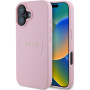 Guess Grained Classic Ovitek z logotipom MagSafe za iPhone 16 - roza