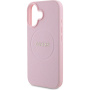 Guess Grained Classic Ovitek z logotipom MagSafe za iPhone 16 - roza